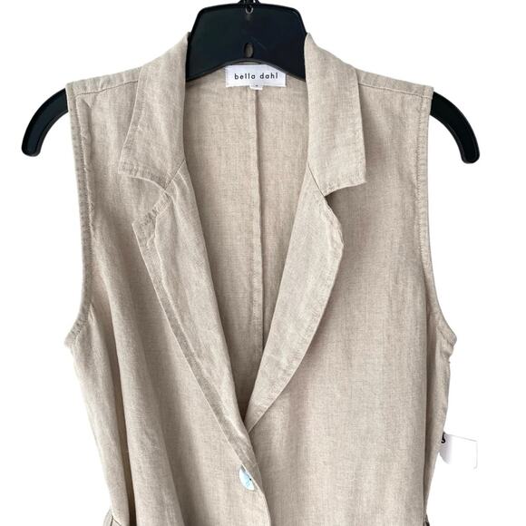 Bella Dahl Linen Sleeveless Belted Blazer NWTs Tan size small - Picture 5 of 13